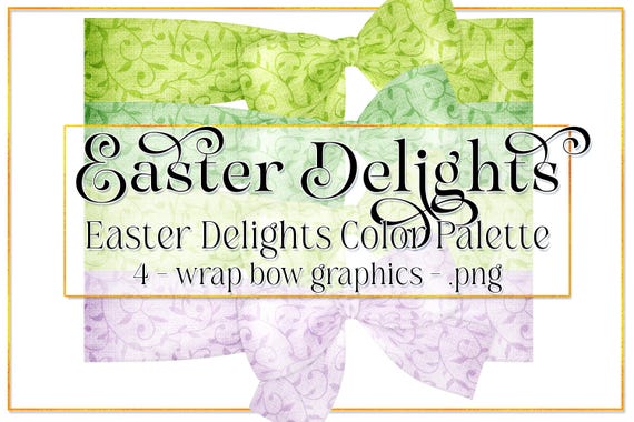 Easter Graphics | Photo Wrap Bows | Easter Delights Color Palette | Floral Easter Bow | Easter Holiday | Spring Bow | Easter Clipart