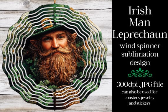 St Patrick's Day Wind Spinner | Irish Leprechaun Spinner |Sublimation St Patrick's Day | Irish Wind Spinner | Sublimation Wind Spinner | w5