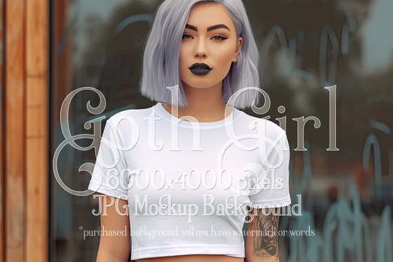 Goth Mockup | Goth Girl Mockup | AI Stock Photo Mockup | Gothic Mockup | T-Shirt Mockup | Female Mockup | Woman Mockup | Clothing Mockup