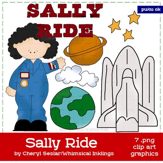 Sally Ride - Commercial Use History Clip Art Graphics | Whimsical Inklings - Cheryl Seslar