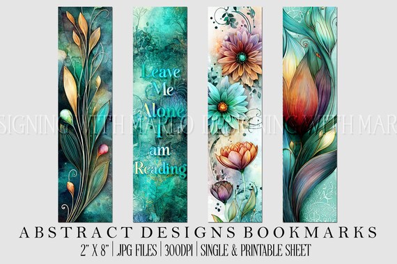 Abstract Style 2x8 Bookmark, Printable Bookmark, Feminine Bookmark, Printable, JPG Bookmark, Gift for Avid Reader, Book Lover, Librarian