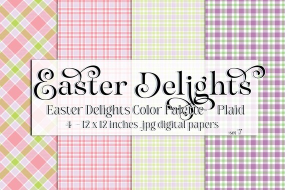 Easter Paper | Easter Scrapbook Paper | Digital Scrapbook Paper | Plaid | Easter Plaid | Easter Colors | Spring Scrapbook | Spring Plaid s7