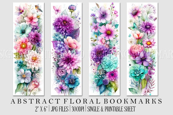 Floral Printable Bookmark, Pretty Bookmark, Feminine Bookmark, Printable, JPG Bookmark, Mother's Day, Grandparent's Day Bookmark, Librarian