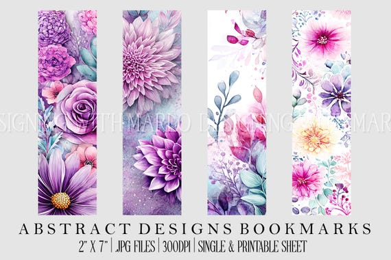 Abstract Style 2x7 Bookmark, Printable Bookmark, Feminine Bookmark, Printable, JPG Bookmark, Gift for Avid Reader, Book Lover, Librarian
