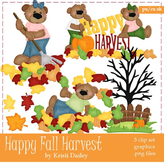 Teddy Bears Happy Fall Harvest Clip Art