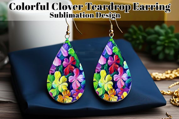 Shamrock Watercolor Teardrop Earring Digital Design, Celtic Earring, Irish Earring Teardrop Sublimation Design, St Patrick's Day - e1