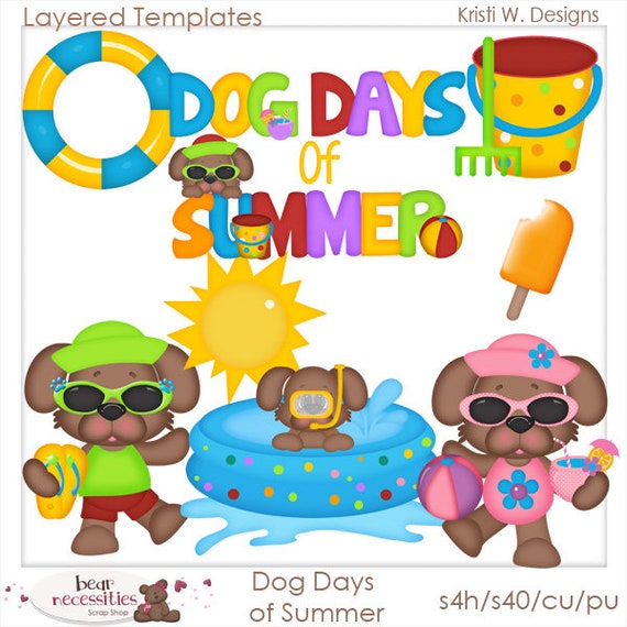 Dog Days of Summer Layered Templates | Dog Templates | Summer Templates | Scrapbook Templates | Clipart Templates | Kristi W Designs