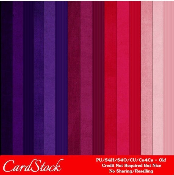 CLEARANCE - Valentine's Day Colors 20 Scrapbook Size Cardstock Digital Designer Backgrounds