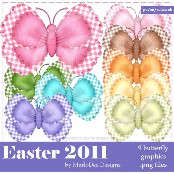 CU4CU Butterfly Graphics | Easter 2011 Colors set 4 | Digital Designer Tool
