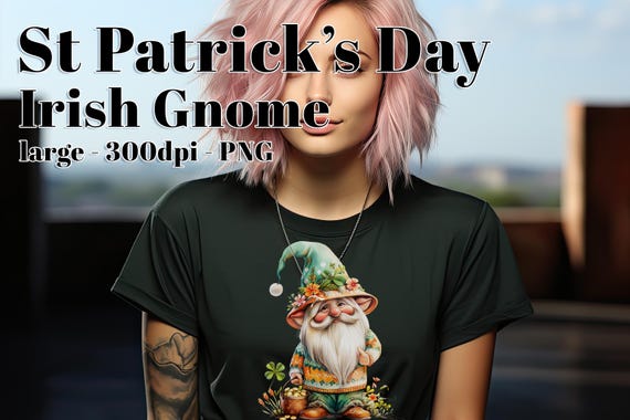 Irish Gnome Clipart, Irish Gnome Sublimation, Gnome Design, Gnome PNG, Gnome Wearing a Sweater, Gnome Illustration, St Patrick's Day Gnome