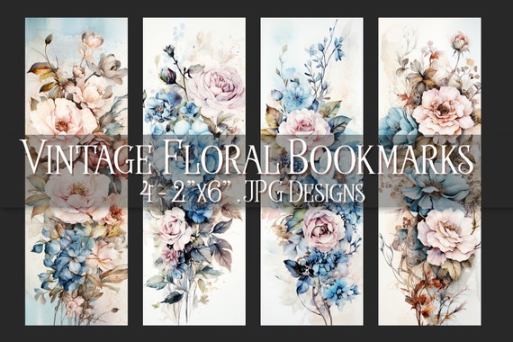 Vintage Floral Printable Bookmark, Floral Bookmark, Flower Bookmark, Printable Bookmark, JPG Bookmark, Sublimation, Print Your Own Bookmark