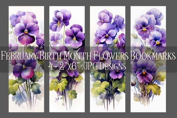February Bookmark, Violet Printable Bookmark, Winter Bookmark, Printable, Floral Bookmark, Sublimation, Valentine's Day Bookmark
