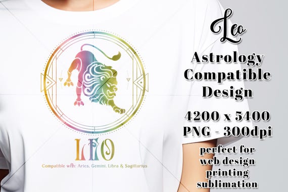 Leo Compatibility PNG | Zodiac PNG | Sublimation Zodiac PNG | Astrology T-Shirt Design | Leo Digital Download | Horoscope Leo