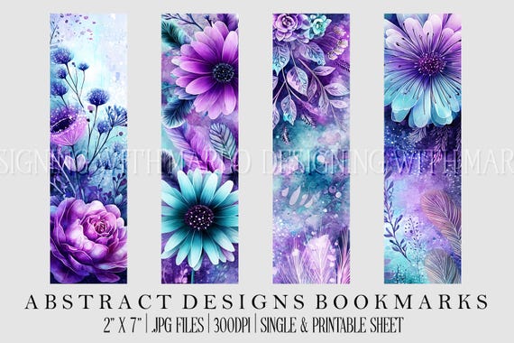 Abstract Style 2x7 Bookmark, Printable Bookmark, Feminine Bookmark, Printable, JPG Bookmark, Gift for Avid Reader, Book Lover, Librarian