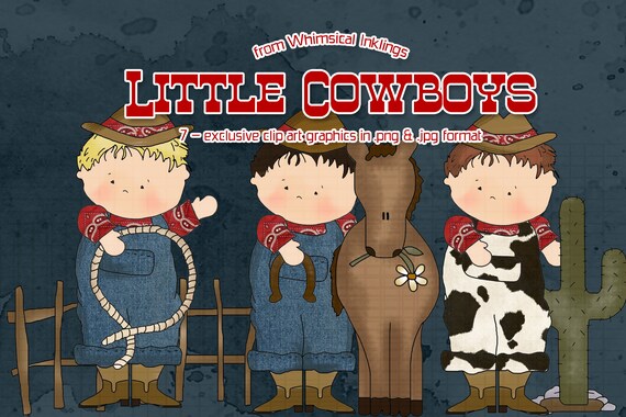 Little Cowboys - Whimsical Inklings Exclusive Clip Art