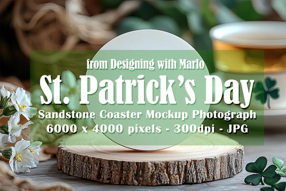 Sandstone Coaster Mockup, St Patrick's Day Mockup, Irish Mockup. St Patrick's Day Coaster, Irish Stock Photo, Coaster Photograph, p12