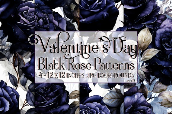 Valentine's Day, Romantic Valentine, Valentine Rose, Valentine Pattern, Flowers, Seamless Pattern, Gothic Black Roses, Seamless Rose Pattern