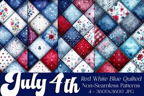 July 4th Quilt-Style Backgrounds, July 4th Backgrounds, Quilted Backgrounds, July 4th Quilt, 4th of July Quilt Non-Seamless Backgrounds
