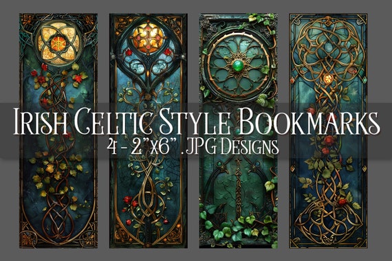 Irish Celtic Printable Bookmark, Irish Bookmark, Celtic Bookmark, Printable, JPG Bookmark, Sublimation, St Patrick's Day, Fantasy Bookmark