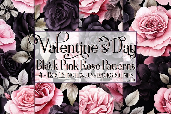 Valentine's Day, Romantic Valentine, Valentine Roses, Valentine Patterns, Flowers, Seamless Patterns, Black Roses, Pink Roses, Rose Pattern