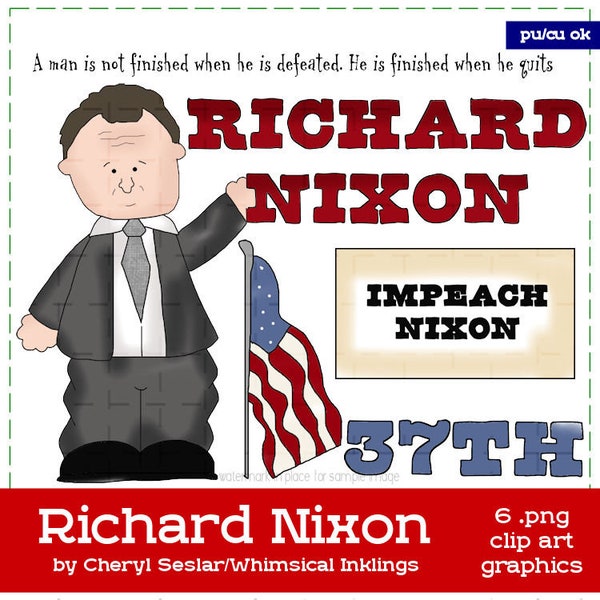 Richard Nixon - Commercial Use History Clip Art Graphics | Whimsical Inklings - Cheryl Seslar