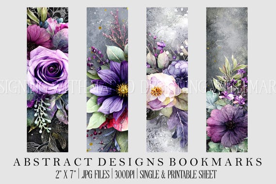 Abstract Style 2x7 Bookmark, Printable Bookmark, Feminine Bookmark, Printable, JPG Bookmark, Gift for Avid Reader, Book Lover, Librarian