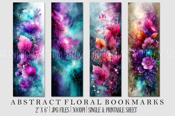 Floral Printable Bookmark, Pretty Bookmark, Feminine Bookmark, Printable, JPG Bookmark, Mother's Day, Grandparent's Day Bookmark, Librarian