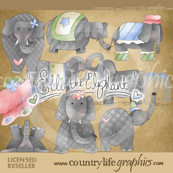 Elle the Elephant, Elephant png, Animal, Girl Elephant, Elephant Clipart - Country Life Graphics