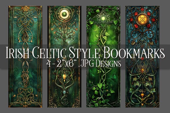 Irish Celtic Printable Bookmark, Irish Bookmark, Celtic Bookmark, Printable, JPG Bookmark, Sublimation, St Patrick's Day, Fantasy Bookmark
