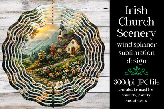 St Patrick's Day Wind Spinner | Irish Church Wind Spinner |Sublimation St Patrick's Day | Irish Wind Spinner | Sublimation Wind Spinner | w7