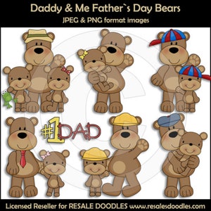 Daddy n Me Bears - Vatertag Clipart - Brauner Bär - Stick Figur - Papa Bär - Tier Clipart - Wiederverkauf Doodles