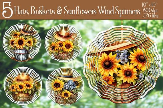 Sunflower Baskets Wind Spinner Sublimation | Flower Wind Spinner | Sunflower Wind Spinner | Sublimation Wind Spinner | Wind Spinner Country