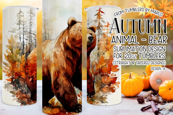 autumn tumbler | autumn animal tumbler | fantasy tumbler | autumn magical animal tumbler | tumbler cup | sublimation tumbler | bear tumbler