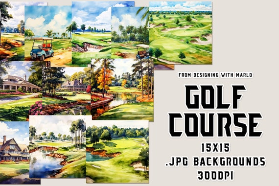 Golf Course Watercolor 15x15 Backgrounds, Watercolor Papers, Watercolor Backgrounds, Scrapbook Papers, Father's Day Papers, Father's Day