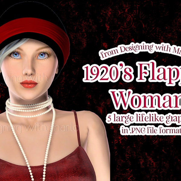 1920's Flapper Girl Poser Tube PNG Graphics, Fantasy Poser Graphics, Poser Tube, Fantasy Girl Graphics, Vintage, 1920, Stylish Girl