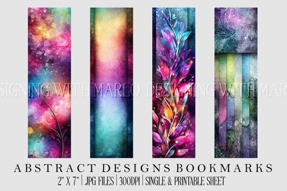 Abstract Style 2x7 Bookmark, Printable Bookmark, Feminine Bookmark, Printable, JPG Bookmark, Gift for Avid Reader, Book Lover, Librarian