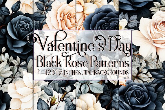 Valentine's Day, Romantic Valentine, Valentine Roses, Valentine Patterns, Flowers, Seamless Patterns, Black Roses, Seamless Rose Pattern