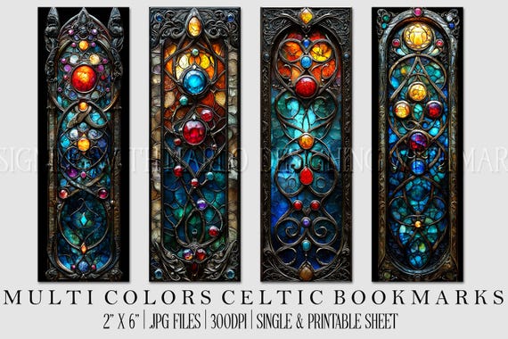 Irish Celtic Printable Bookmark, Irish Bookmark, Celtic Bookmark, Printable, JPG Bookmark, St Patrick's Day, Fantasy Bookmark, Multi-Color