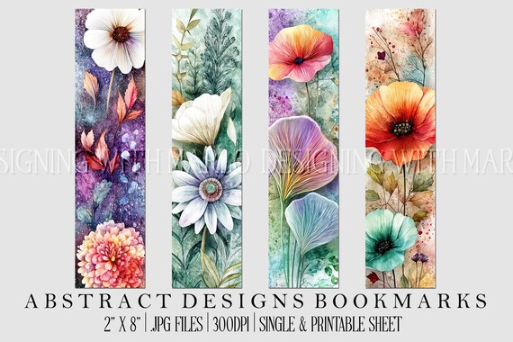 Abstract Style 2x8 Bookmark, Printable Bookmark, Feminine Bookmark, Printable, JPG Bookmark, Gift for Avid Reader, Book Lover, Librarian