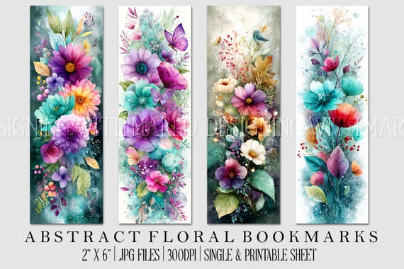 Floral Printable Bookmark, Pretty Bookmark, Feminine Bookmark, Printable, JPG Bookmark, Mother's Day, Grandparent's Day Bookmark, Librarian
