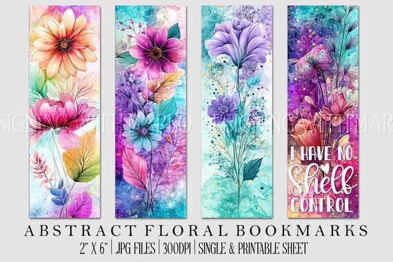 Floral Printable Bookmark, Pretty Bookmark, Feminine Bookmark, Printable, JPG Bookmark, Mother's Day, Grandparent's Day Bookmark, Librarian