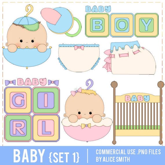 Baby Clipart from Alice Smith, Baby Shower Graphics, Baby Toys, Sublimation Baby, Infant, Baby Crib, Baby Blocks, It's a Boy, It's a Girl