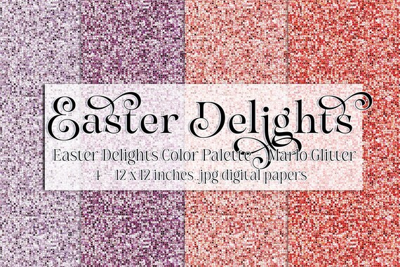 Easter Paper | Easter Scrapbook Paper | Digital Scrapbook Paper | Marlo Glitter | Easter Glitter | Easter Colors | Spring Glitter Papers