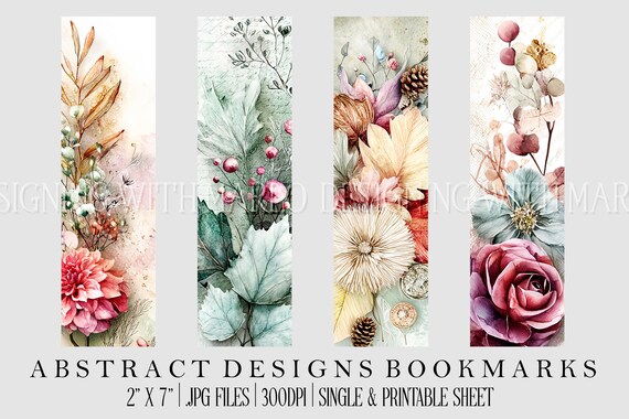 Abstract Style 2x7 Bookmark, Printable Bookmark, Feminine Bookmark, Printable, JPG Bookmark, Gift for Avid Reader, Book Lover, Librarian