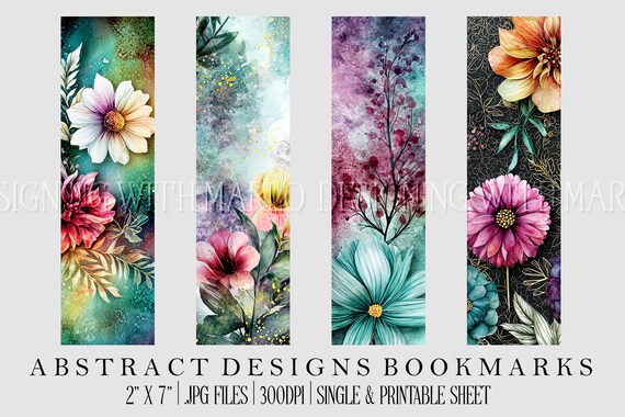 Abstract Style 2x7 Bookmark, Printable Bookmark, Feminine Bookmark, Printable, JPG Bookmark, Gift for Avid Reader, Book Lover, Librarian