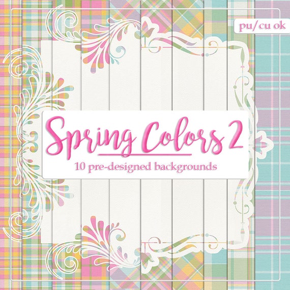 CU4CU Pattern Backgrounds | Spring Colors 2 Pre-Designed Backgrounds Set 1 | Digital Designer Tools | Cardmaking | Crafts | Handmade