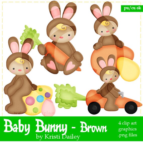 Baxter the Brown Easter Bunny Clip Art