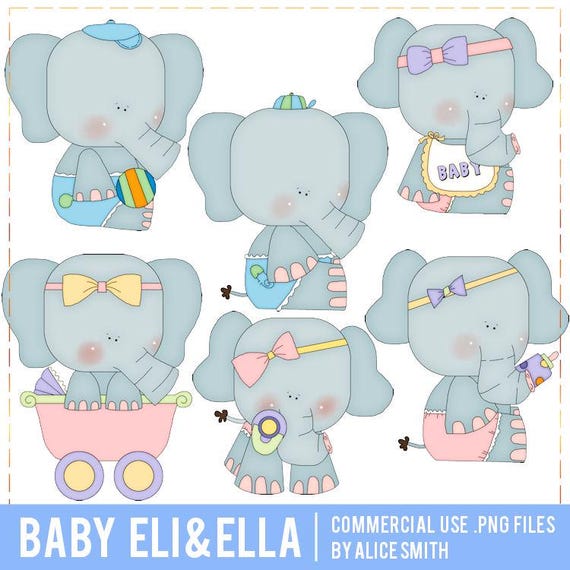 Baby Eli and Ella Clipart from Alice Smith, Baby Elephant, Sublimation Elephant, Sublimation Zoo Animal, Sublimation Safari, Serengeti