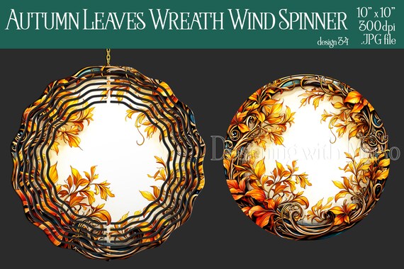 Autumn Season Wind Spinner Sublimation | Fall Leaves Wind Spinner | Wreath Spinner | Sublimation Wind Spinner | Wind Spinner PNG | Wreath