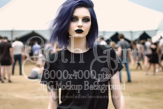 Goth Mockup | Goth Girl Mockup | AI Stock Photo Mockup | Gothic Mockup | T-Shirt Mockup | Female Mockup | Woman Mockup | Clothing Mockup